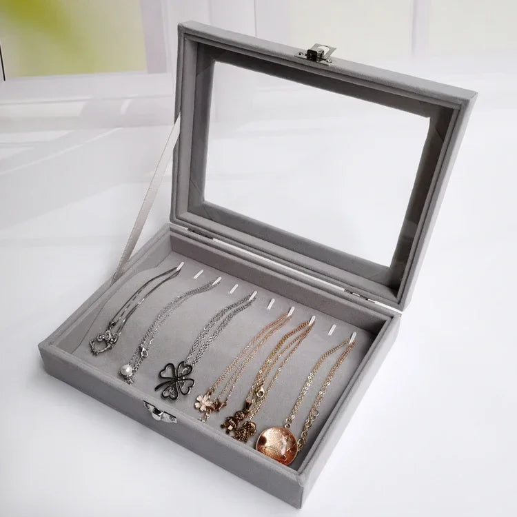 Caja de joyería negra, caja para pulseras, caja para collares, caja pequeña arqueada, caja de exhibición, caja de almacenamiento de joyas con cubierta de franela