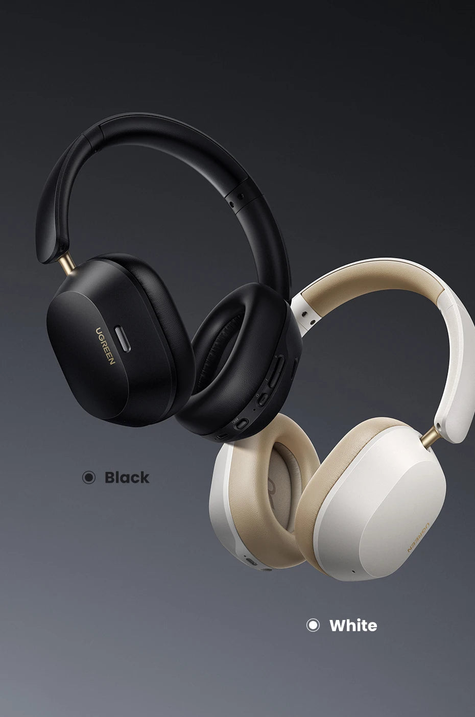 UGREEN Max5c Wireless Bluetooth Headphones ANC 43dB Active Noise Cancellation Hi-Res LDAC 75H Spatial Audio Earphones Headset