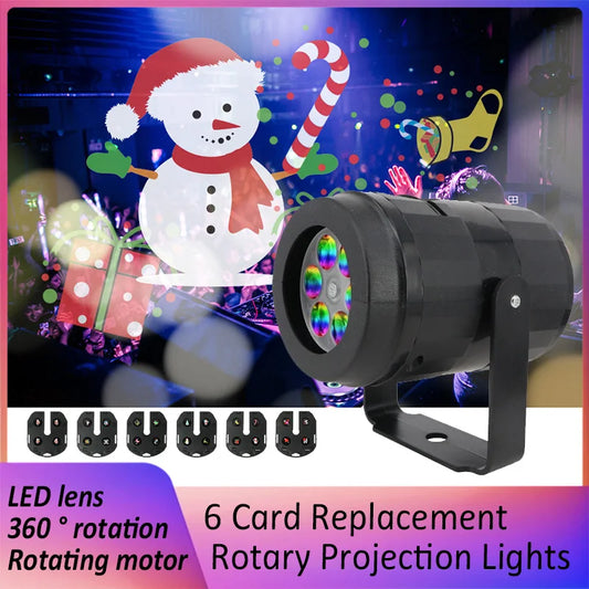 LED Fairy Light Outdoor Stage Projector Ceiling Decor Multi-dynamic 6 Patterns Christmas Projection Lamp Rotating USB Powered