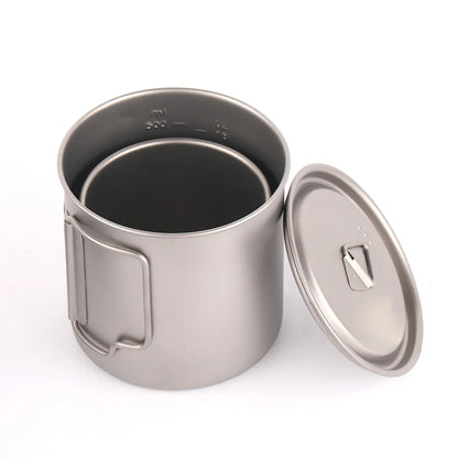 Taza de agua ultraligera de titanio Lixada con asa plegable, portátil para exteriores, camping, picnic, 300 ml/350 ml/550 ml/650 ml