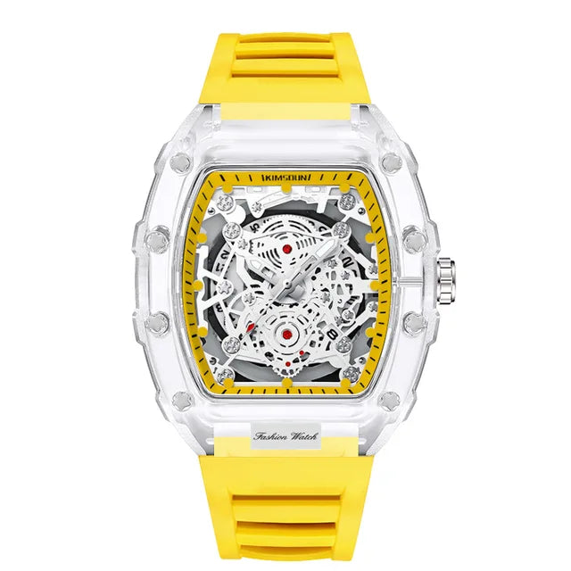 UTHAI - Reloj de cuarzo transparente para hombre, con cuerpo hueco, personalizado, resistente al agua, con calendario, informal, deportivo y moderno, BK134 