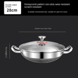32cm 304 Stainless Steel Frying Pan Food Grade Non-Stick Pan Honeycomb Pot Bottom Induction Cooker Gas Stove General Wok