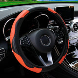 PU Carbon Fiber Leather Car Steering Wheel Cover without Inner Ring Suitable for 14.5-15 Inches Auto Supplies