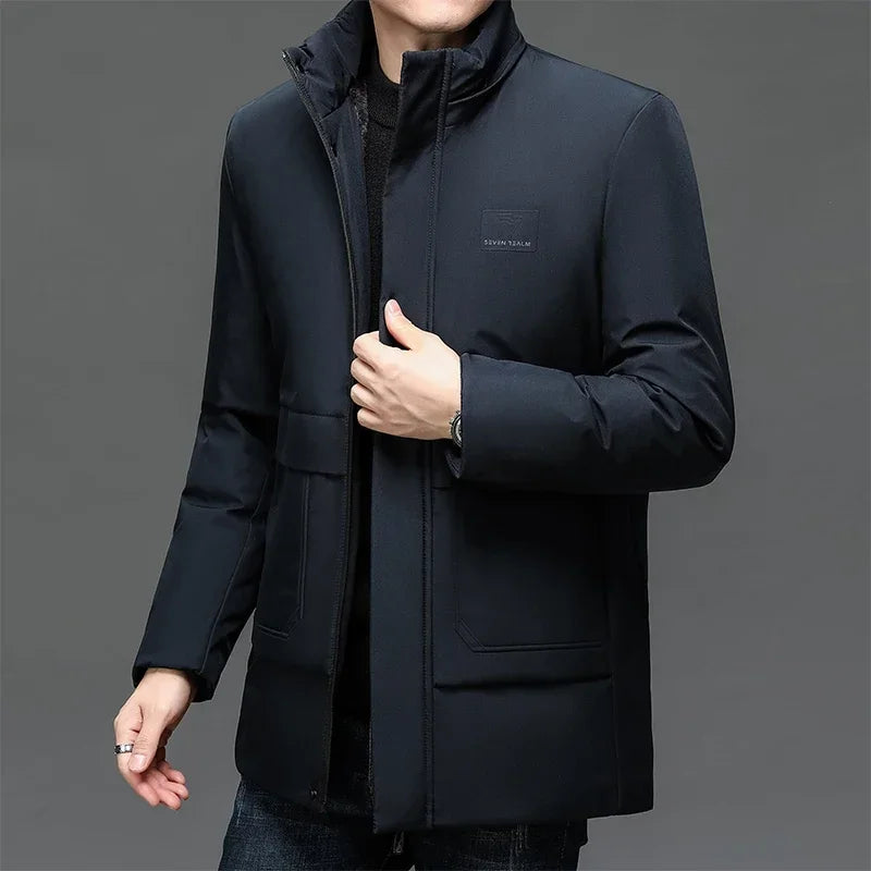 Winter New Men 2025 Outdoor Jet Ski Snow Warm Parkas Jacket Coat Waterproof Thick Fleece Slim Parka Men Outwear Brand Casual Hat