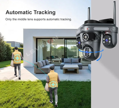 LS VISION 15MP Three Screen WiFi Camera Outdoor Three 360°Rotation PTZ IP Camera Human Auto Tracking Video Surveillance Cam CCTV