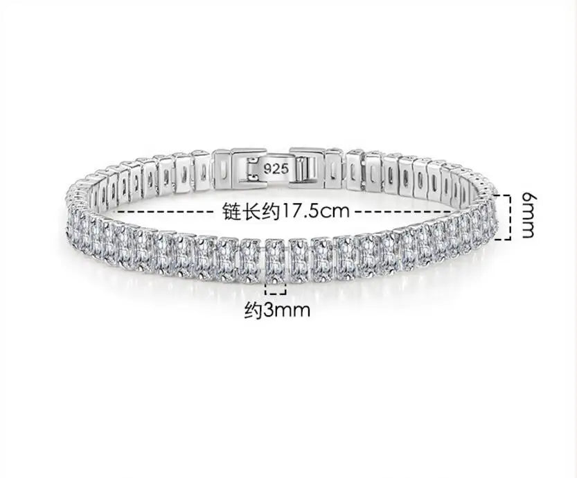Pulsera de tenis de moissanita auténtica de 3 mm D VVS, con brillo de diamante, sólida S925, joyería para boda, regalo para mujer.