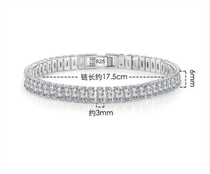 Pulsera de tenis de moissanita auténtica de 3 mm D VVS, con brillo de diamante, sólida S925, joyería para boda, regalo para mujer.