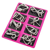 Conjunto de 8 Quebra-Cabeças de Arame Metálico, Jogos de Lógica e Raciocínio para Adultos, Desafios Mentais Estilo Montessori para Treinar Foco e Habilidades