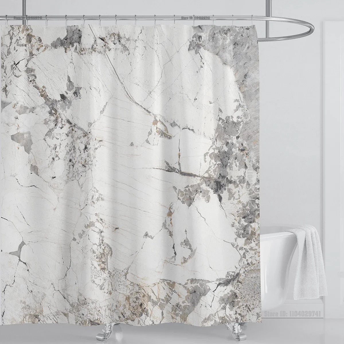 Marble Waterproof Shower Curtain Waterproof Shower Curtain for Bathroom Decor Printed Washable Shower Curtain with Hooks