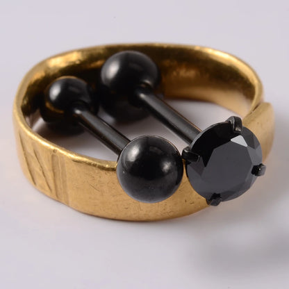2 piercings de lengua de acero quirúrgico antialérgicos con circonitas y bola, joyería de moda.