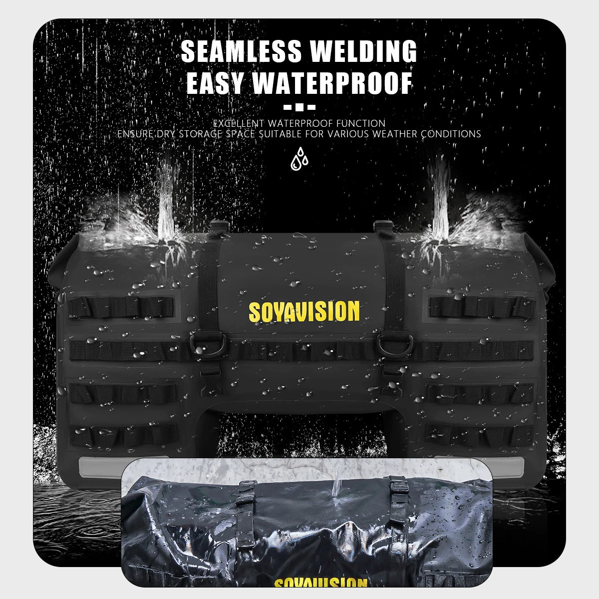 SOYAVISION 20L 50L 70L 80L 100L Motorcycle Waterproof Tail Bag Travel Outdoor Luggage Bag Motorcycle Seat Bag