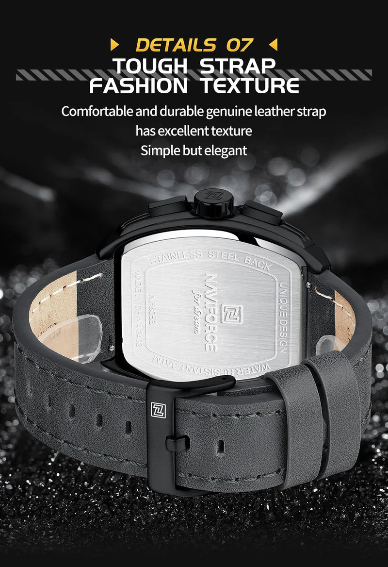 NAVIFORCE Luxury Brand Men Sports Watch Quartz 24 Hours Chronograph Waterproof Male Wristwatches Date Display Clock Reloj Hombre