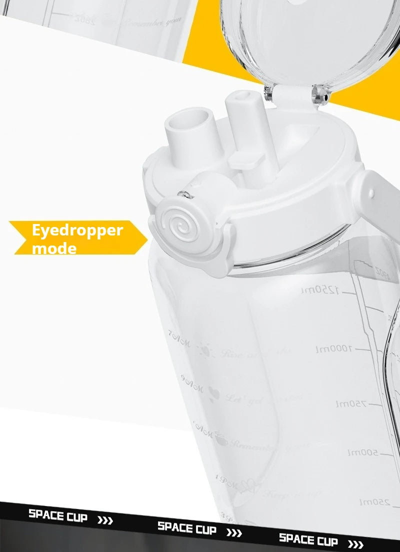 1.5L-2L Summer Large Capacity Kettle, Double Drinking Cup, Outdoor Sports Fitness Water Bottle, Straw Cup Drinking Utensils