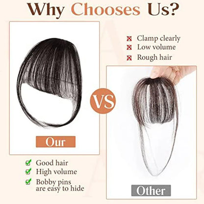 Franja de ar sintética invisível falsa, extensão de cabelo com prendedor frontal, peças de cabelo, franja de ar, fibra, bom acessório de estilo de cabelo