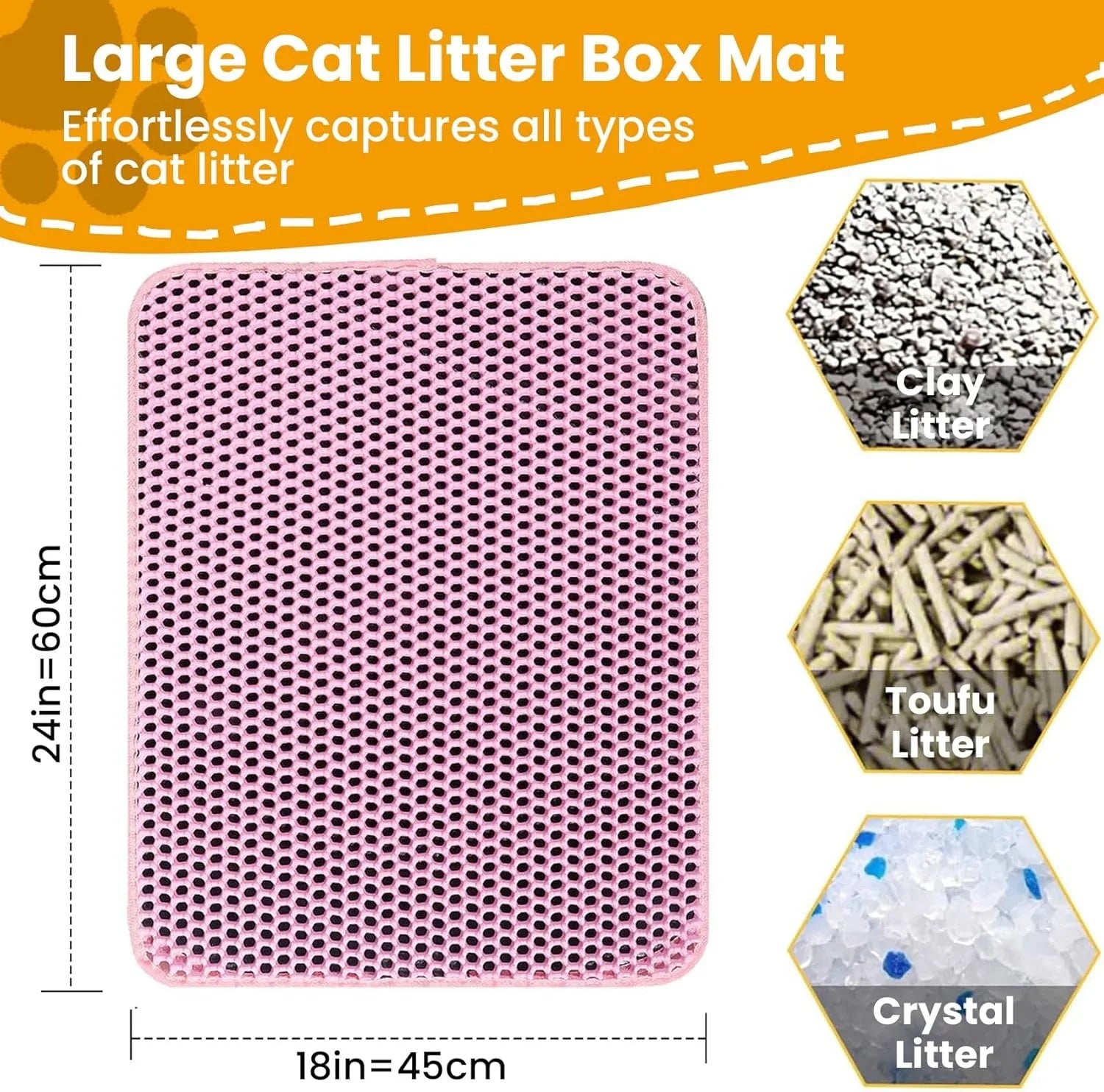 Cat Litter Mat Double Layer Pet Non-Slip Large Cat Litter Box Filter Mat Wear-Resistant Waterproof Anti-Slip Cat Litter Mat