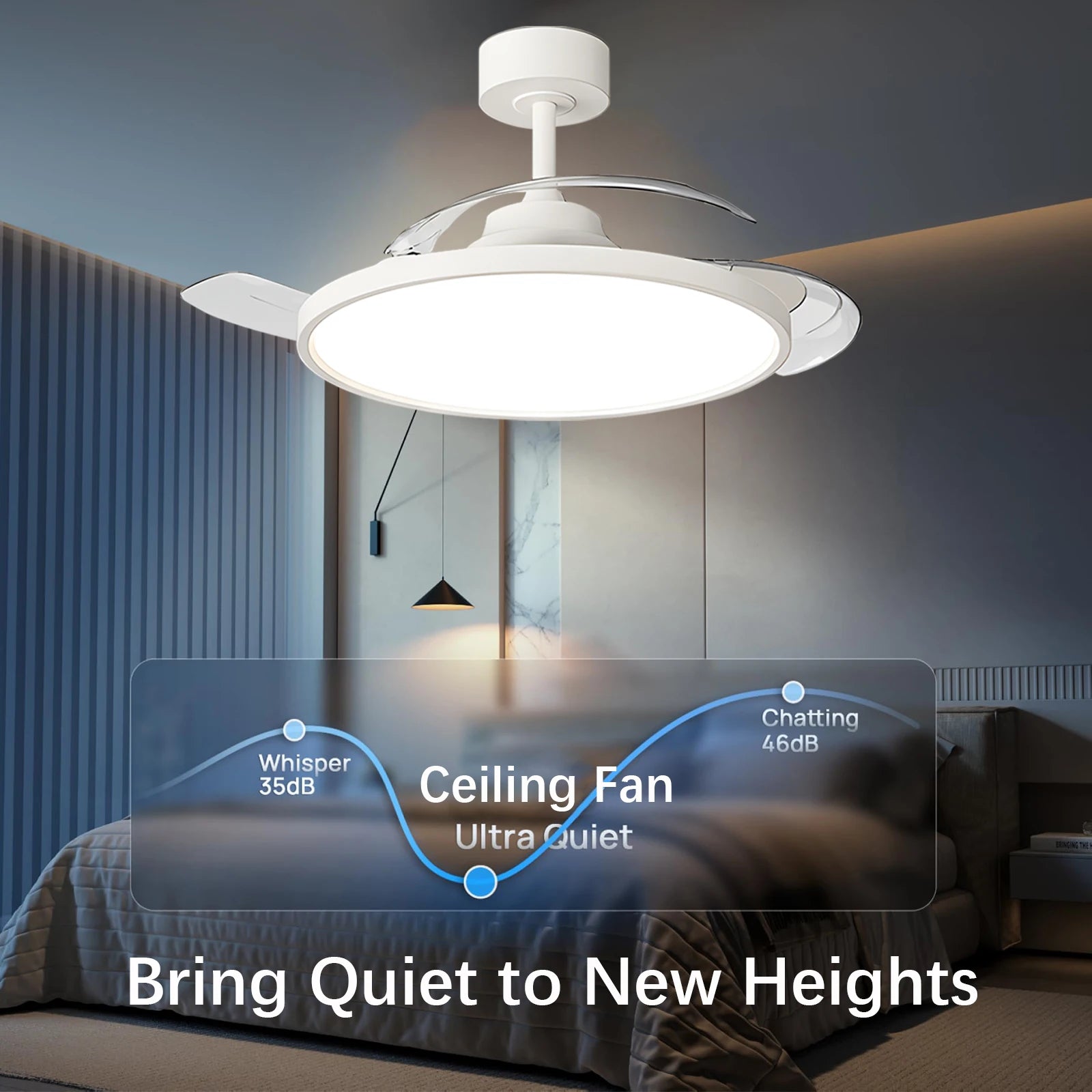 IRALAN Ceiling Lamp Fan Retractable Blades Smart with Remote Control Ceiling Fan with Light Energy Saving Led Living Room Light