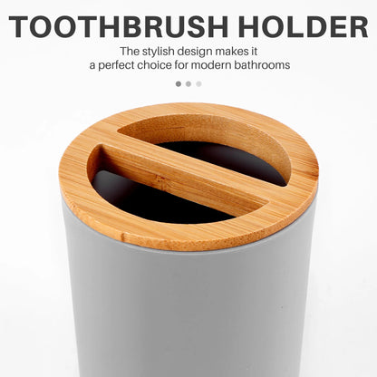 Bathroom Accessories Set Soap Dispenser Bottle Dish Washroom Toothbrush Holder Cup Suit Gray