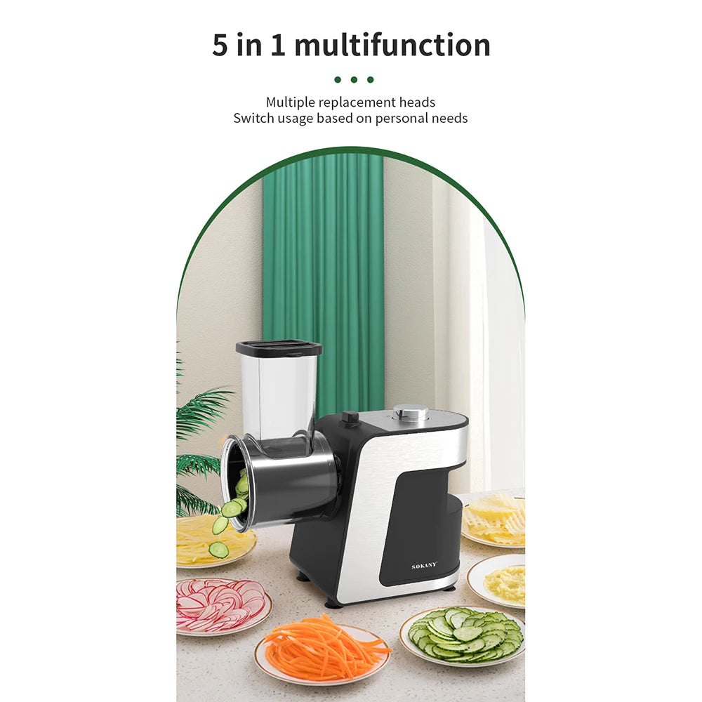 1000W Electric Vegetable Chopper Cutter 5-in-1 Stainless Steel Food Processor Kitchen Mixer Multifunctional Potato Slicer 220V
