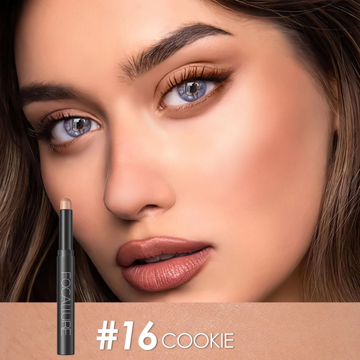 FOCALLURE Lápiz de sombra de ojos perlado de 24 colores, resistente al agua, con brillo, pigmento brillante, delineador en barra, herramientas de maquillaje