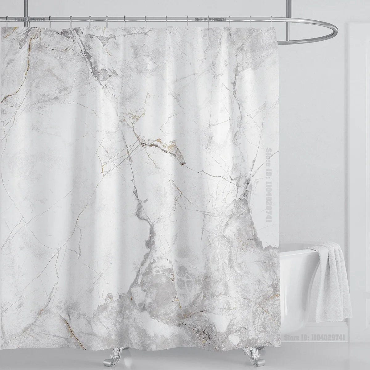 Marble Waterproof Shower Curtain Waterproof Shower Curtain for Bathroom Decor Printed Washable Shower Curtain with Hooks