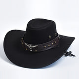 Artificial Suede Western Cowboy Hats Vintage Wide Brim Gentleman Cowgirl Jazz Hat Holiday Party Cosplay Hat