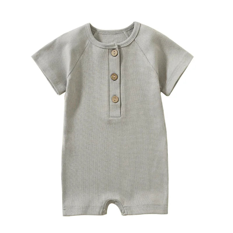 Pelele de verano para bebé, pijama fino de manga corta, mono acanalado, ropa de punto elástica, mono para niña