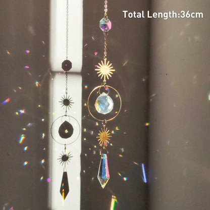 Colgante de cristal para jardín, atrapasol, campanillas de viento, prisma arcoíris, cadena de cristal para ventana, campana colgante, árbol de Navidad, decoración del hogar