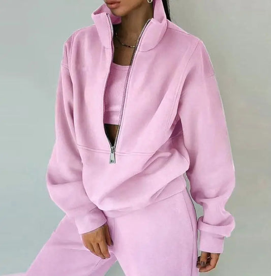 2 Piece Set Women's Outfit 2026 Autumn and Winter New Fashion Casual Daily Solid Color Sweater Brushed Sports Street Set