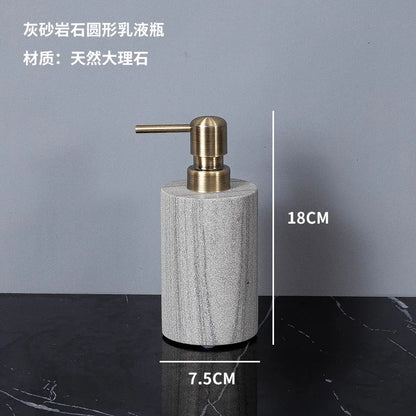 Nordic natural grey marble bathroom accessories Soap dispenser cotton swab jar tissue box soap dish tray bathroom decoration