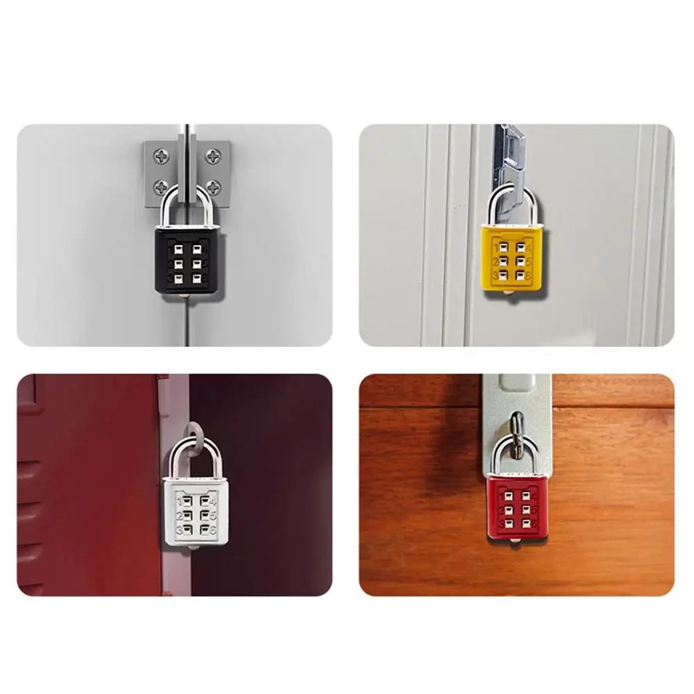 6 Digit Button Combination Password Lock Portable Travel Anti-theft Luggage Backpack Zipper Lock Dormitory Cabinet Padlock