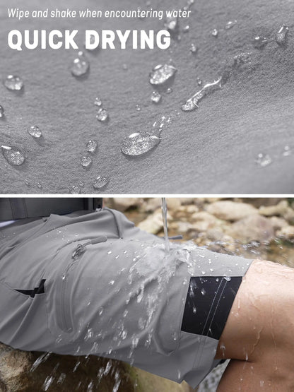 TACVASEN Quick Dry Cargo Shorts Mens Lightweight Work Cargo Shorts Multi Pockets Waterproof Outdoor Hiking Fishing Shorts Male