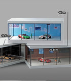 1/64 Simulated Alloy Car Model Showroom for Boy Miniature Acrylic Parking Lot Car Display Stand with Lights Kids Collection Toys