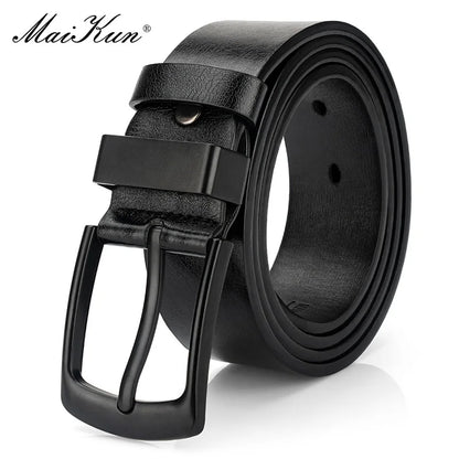 Cinturón casual vintage Maikun para hombre, con hebilla de pasador negra, de cuero ancho y versátil para estudiantes.