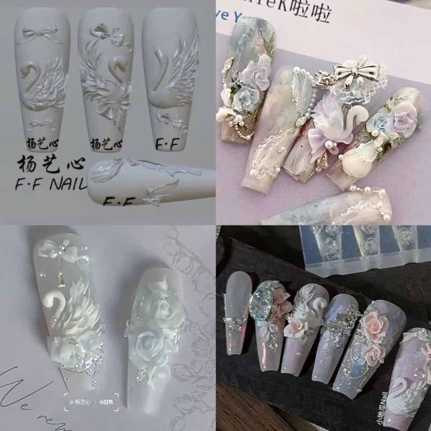 1pc  Snake Flamingo Jellyfish Dragon Dtream 3D Acrylic Mold  Nail Art DIY  Silicone  Nail Art Templates Nails Mold