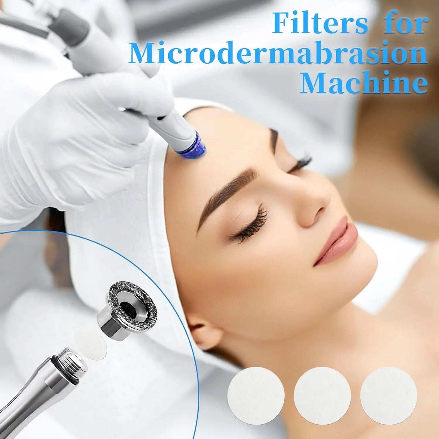 150 almohadillas de microdermoabrasión facial con filtros de algodón de diamante de 10 mm de repuesto para máquina de microdermoabrasión.