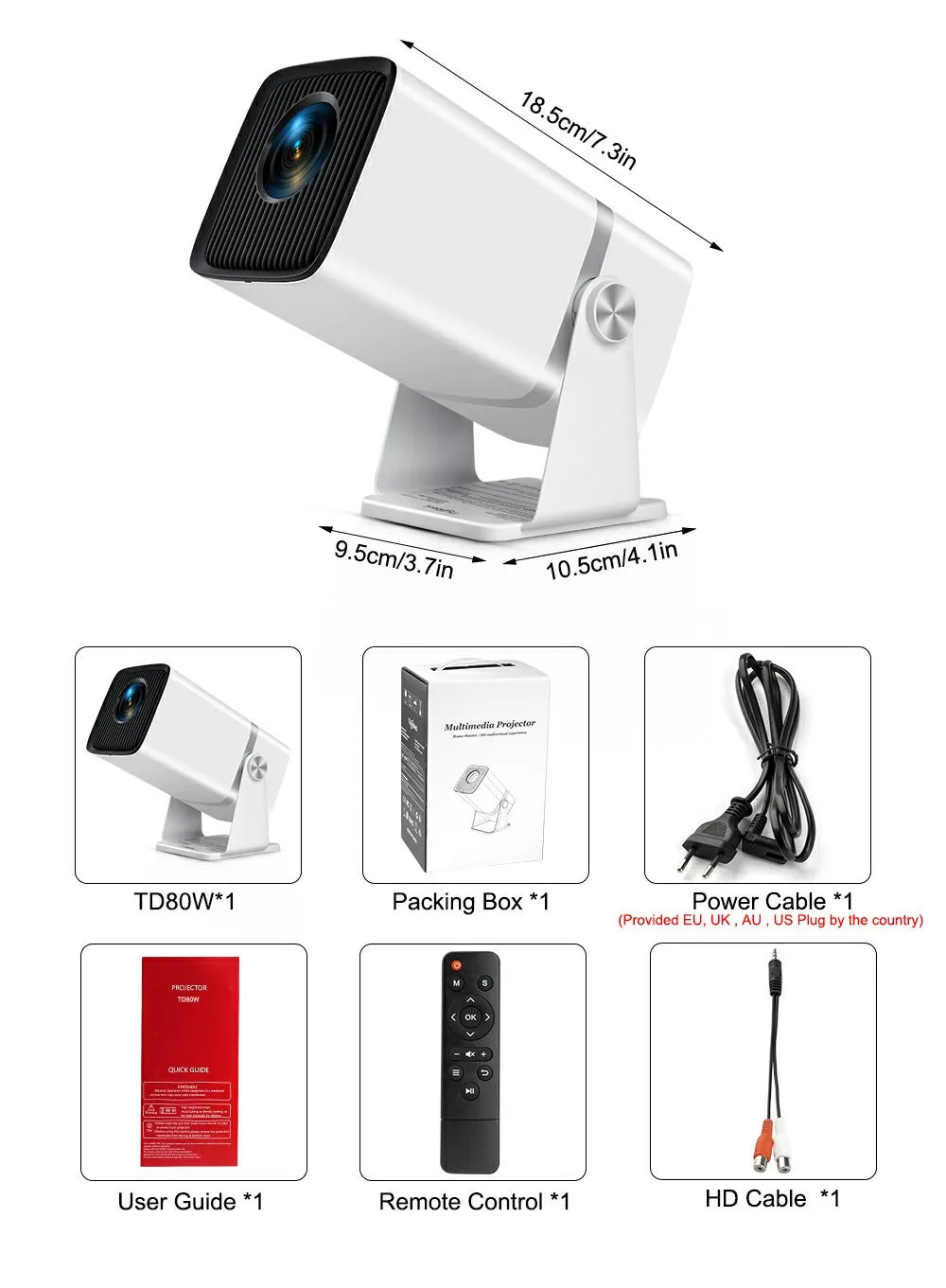 ThundeaL TD80W Full HD 1080P Mini Projector 4K Android WiFi 3D Home Theater TD80 Portable Projetor Meeting Video Movie PK HY320