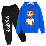 Conjunto de sudadera con capucha para niños, conjunto de sudadera y pantalones con estampado de Mbappe, ropa deportiva de 2 piezas para niños y niñas, primavera y otoño