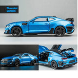 Scale 1/32 Camaro Toys Model Car Alloy Metal Diecast With 4 Door Opened Sound Light Pull Back Vehicle for Boy Gift Collection