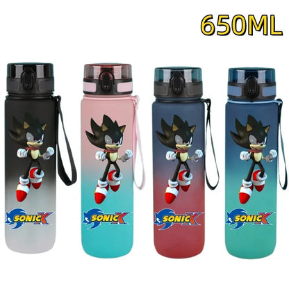 650ML Sonic Hedgehog Sport Water Bottle Large Capacity Cartoon Portable Plastic Water Bottle Drinking Cup Student Birthday Gifts