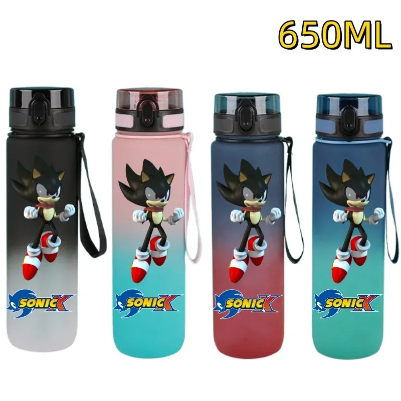 650ML Sonic Hedgehog Sport Water Bottle Large Capacity Cartoon Portable Plastic Water Bottle Drinking Cup Student Birthday Gifts