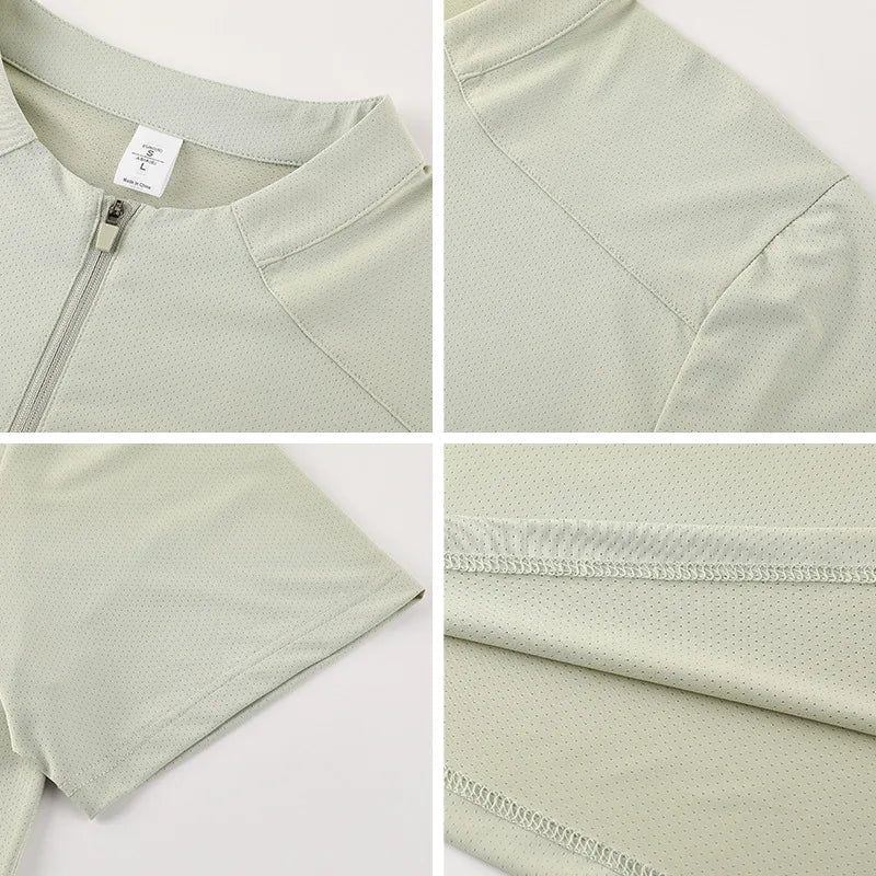 (M-4XL) camiseta de corrida de secagem rápida masculina gola meio zíper roupas de fitness masculina ajuste solto treinamento esportes mangas curtas