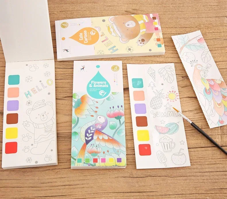 20 Sheets Portable Children Watercolor Painting Book Paint with Water Kids Gouache Graffiti Picture Coloring Drawing Toys Gifts