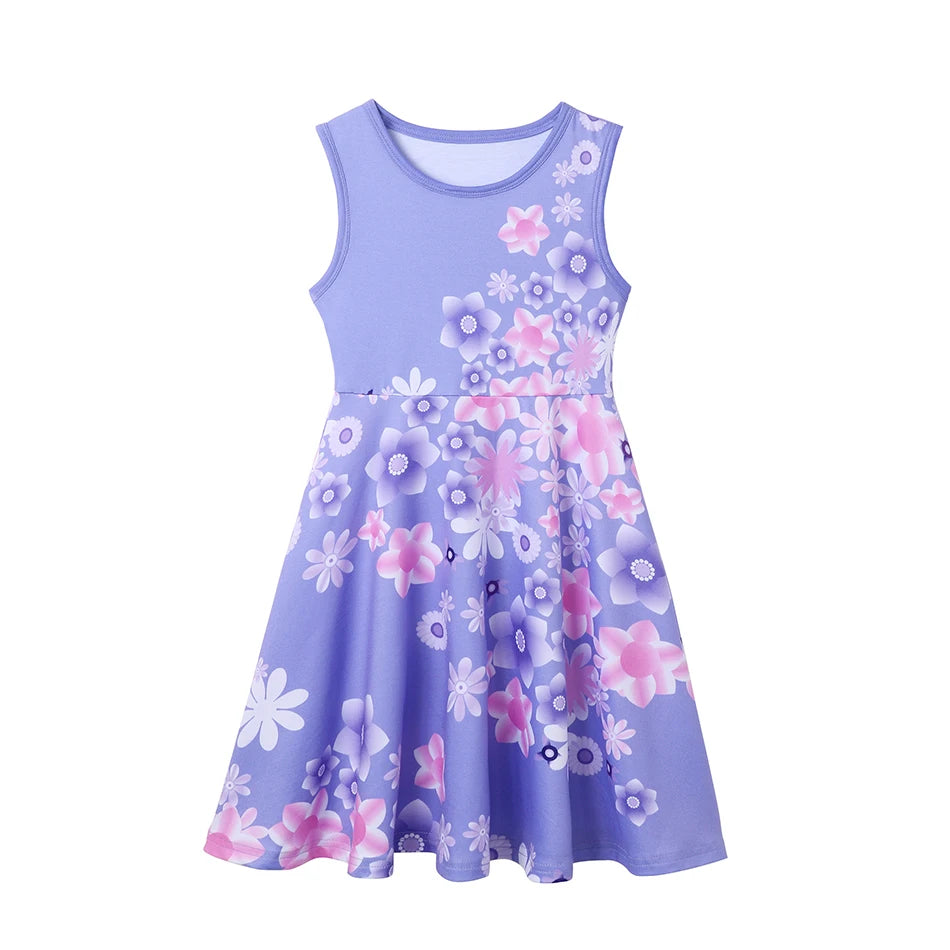 Vestido Casual Infantil para Meninas – Estilo Sereia/Rapunzel, Manga Curta, Alça em um Ombro Só, Fantasia de Princesa, Vestido Casual de Verão