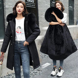 2023 New Winter Women's Long Padded Wool Coat Fur Collar Snow Warm Clothes Thicken Warm Coat Female Outwear 6XL 