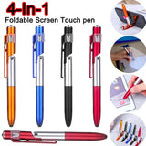 Newest 4-In-1 Multifunction Ballpoint Pen LED Light Fold Phone Holder Night Read Writing Pencil Office School Student Stationery