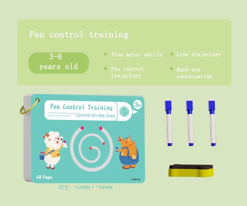 Tracing Workbook Montessori Books 48 Page Pen Control Training Early Childhood Exercise Book Reusable Calligraphy Copybook