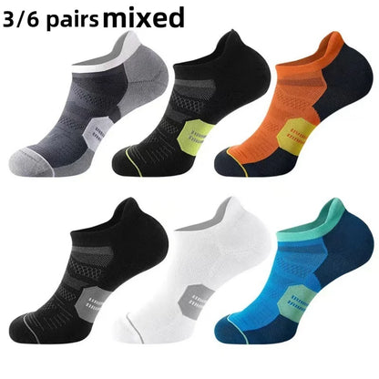3/6 pairs of breathable and non slip invisible boat socks for men and women, ankle running socks, outdoor fitness socks