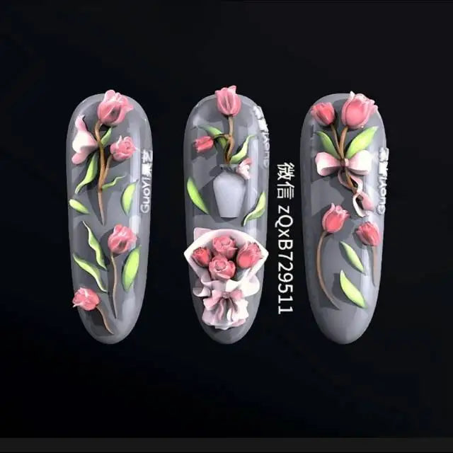 1pc Bowknot Candles Jellyfish Shell Rose Leaf  3D Acrylic Mold Nail Art Decoration Nails DIY Design Silicone  Nails Mold