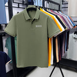 Cotton100% Men's Summer High Quality Short Sleeves Polo Shirt Lapel Button Letter Printing T-Shirt Business Leisure Men Clothing