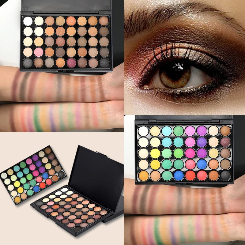 Paleta de Sombras Glitter para Mulheres Matte, Impermeável, Duradoura, Pó Prensado, Kit Maquiagem dos Olhos, Cosméticos de Moda, 40 Cores